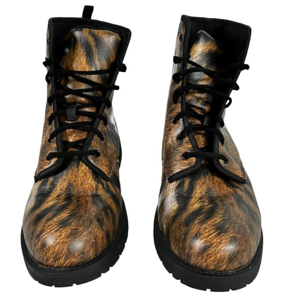 Men’s Soft Leather Chunky Boots “Eye of the Tiger” Size 12 US - 46 EU - Picture 4 of 10